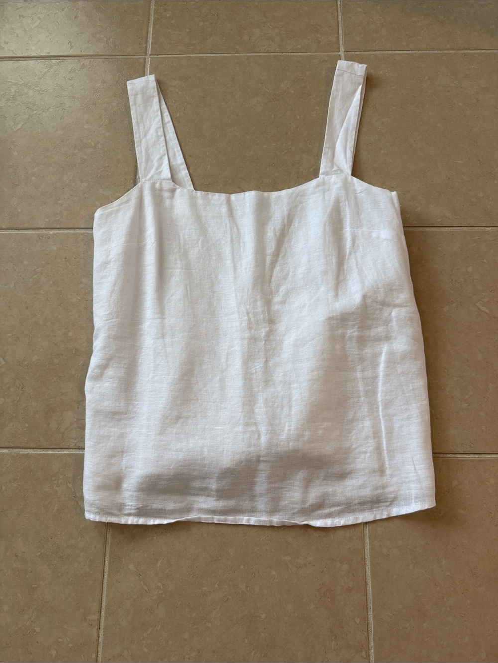 J. Crew Factory White Linen Square-Neck Tank